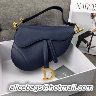 Pretty Style Dior SADDLE BAG CALFSKIN M0447 Dark Blue