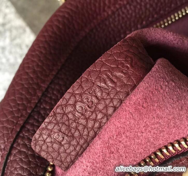 Unique Style Valentino Grained Leather Rockstud Medium Tote Bag 0973 Burgundy