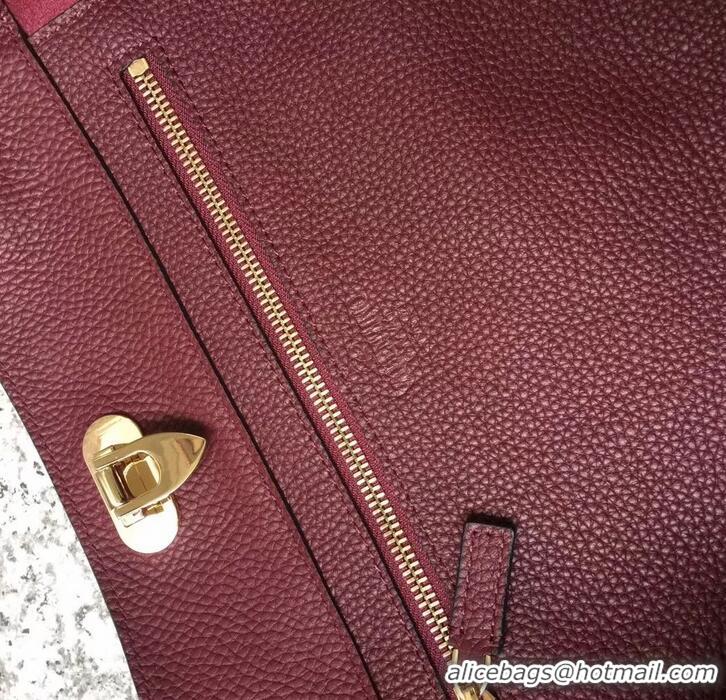 Unique Style Valentino Grained Leather Rockstud Medium Tote Bag 0973 Burgundy