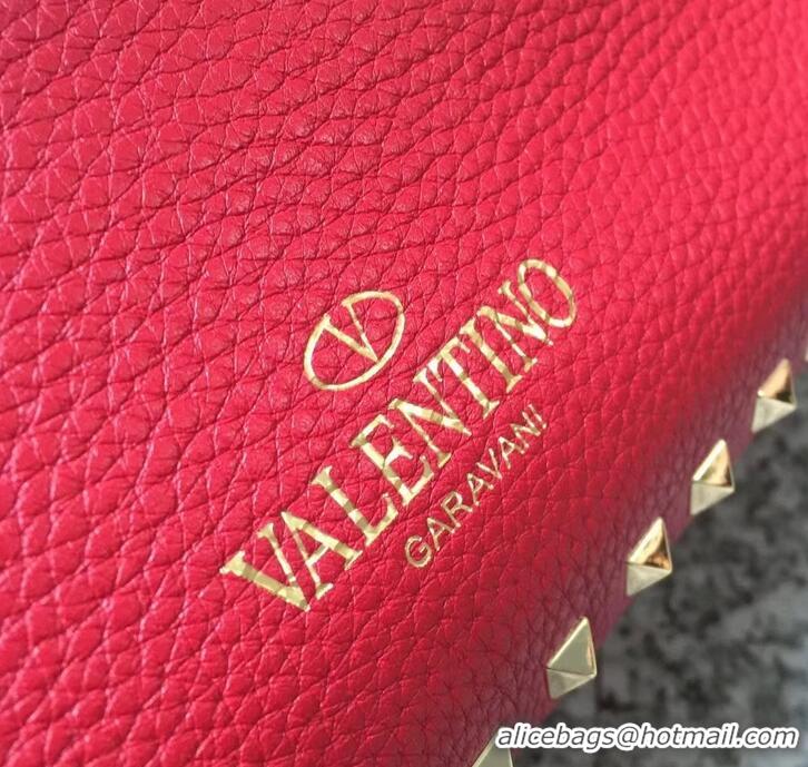 Top Sale Valentino Grained Leather Rockstud Medium Tote Bag 0973 Red