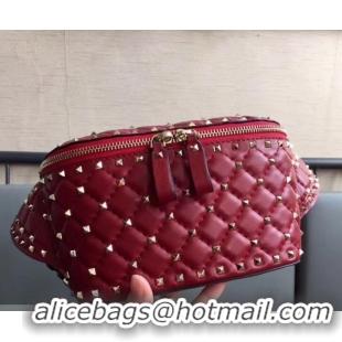 Pretty Style Valentino Rockstud Spike Belt Bag 0046L Red