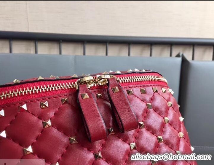 Pretty Style Valentino Rockstud Spike Belt Bag 0046L Red