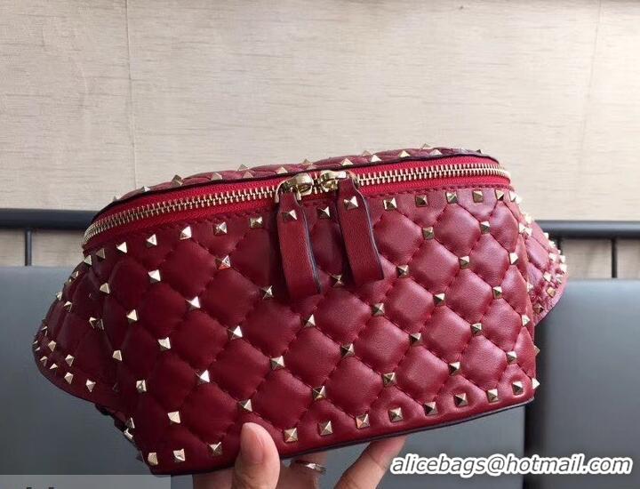 Pretty Style Valentino Rockstud Spike Belt Bag 0046L Red