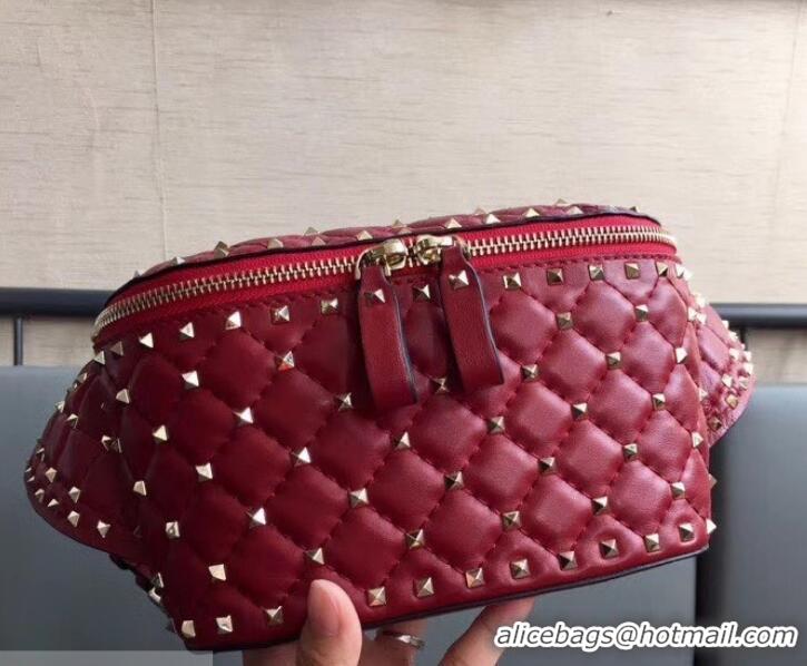 Pretty Style Valentino Rockstud Spike Belt Bag 0046L Red