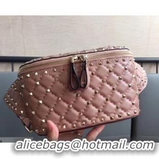 Good Product Valentino Rockstud Spike Belt Bag 0046L NUDE PINK 2018