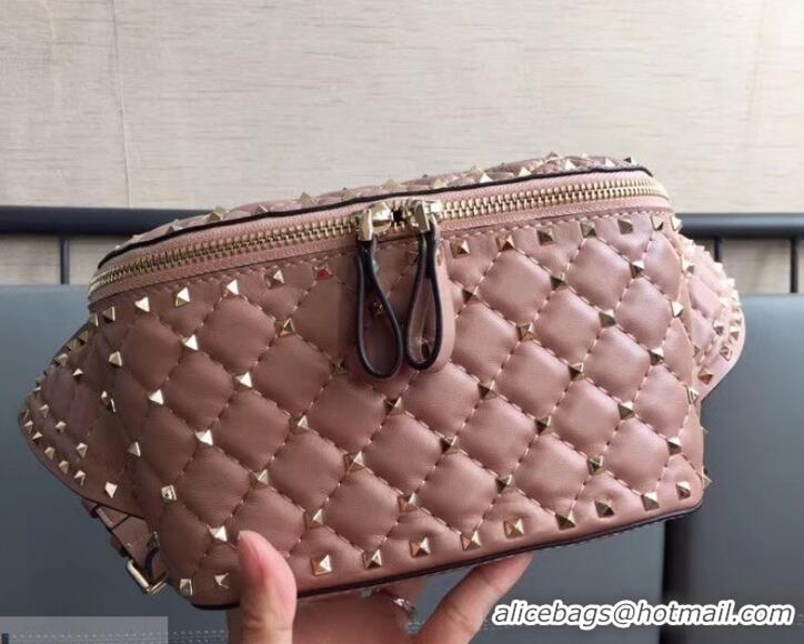 Good Product Valentino Rockstud Spike Belt Bag 0046L NUDE PINK 2018