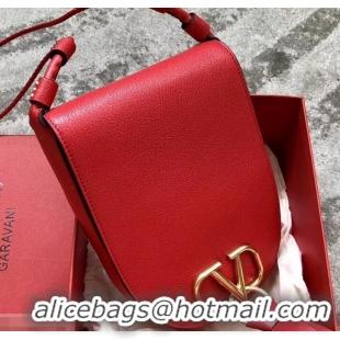 Low Price Valentino Goatskin Medium VRing Crossbody Bag 00456L Red