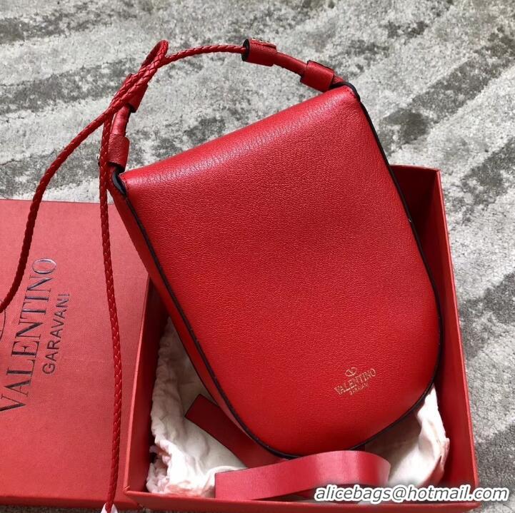 Low Price Valentino Goatskin Medium VRing Crossbody Bag 00456L Red