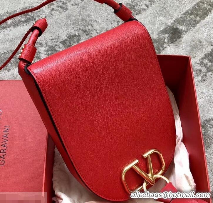 Low Price Valentino Goatskin Medium VRing Crossbody Bag 00456L Red