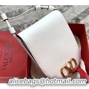 Good Looking Valentino Goatskin Medium VRing Crossbody Bag 00456L White