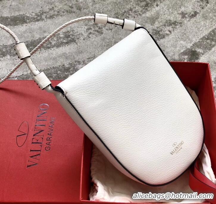 Good Looking Valentino Goatskin Medium VRing Crossbody Bag 00456L White