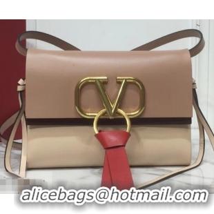 Best Price Valentino Smooth Calfskin Small VRing Crossbody Bag 720047 Nude/Burgundy/Red