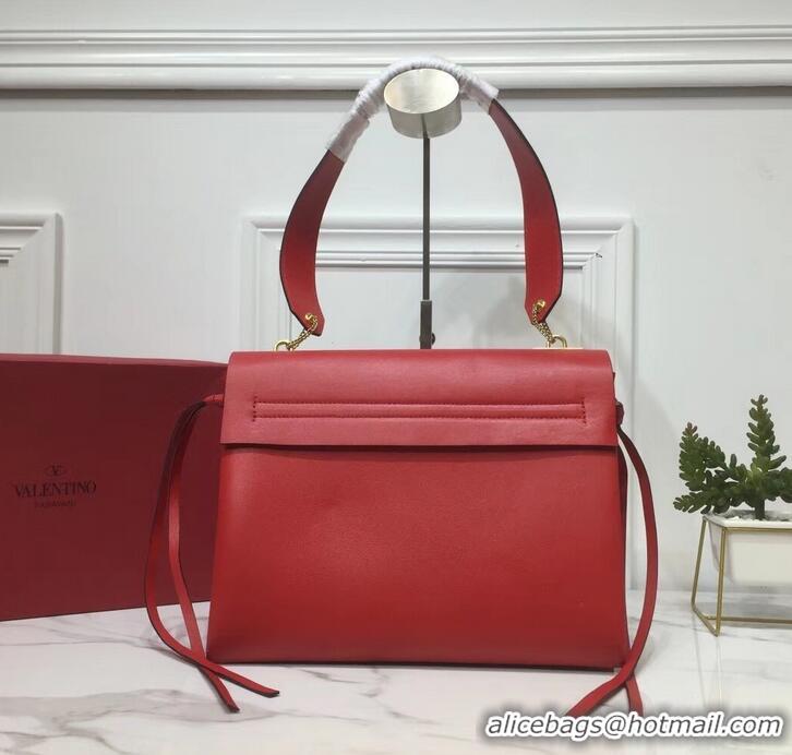 Best Quality Valentino Smooth Calfskin Medium VRing Shoulder Bag Panther 720049 Red