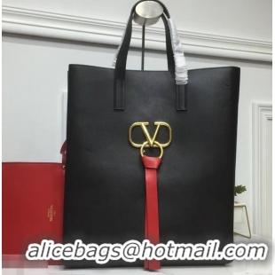 Unique Grade Valentino N/S Long VRing Shopping Tote Bag 720050 Black