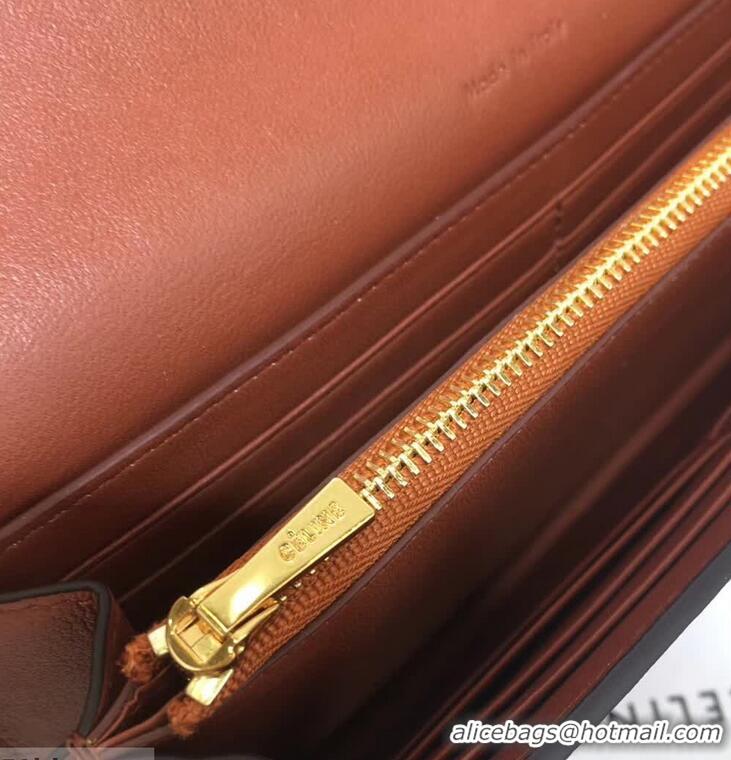 Trendy Design Celine Trotteur Large Flap Multifunction Wallet in Grained Calfskin 107853 Brown