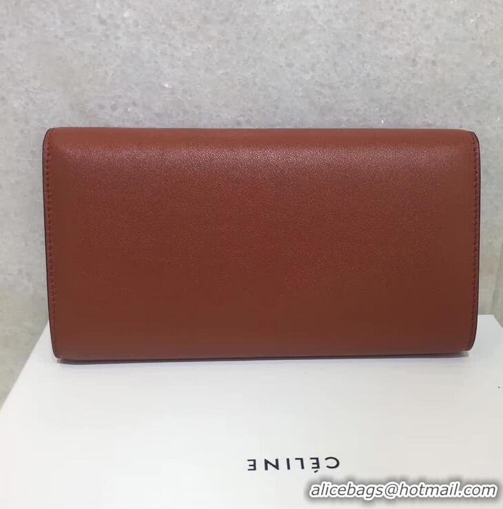 Trendy Design Celine Trotteur Large Flap Multifunction Wallet in Grained Calfskin 107853 Brown