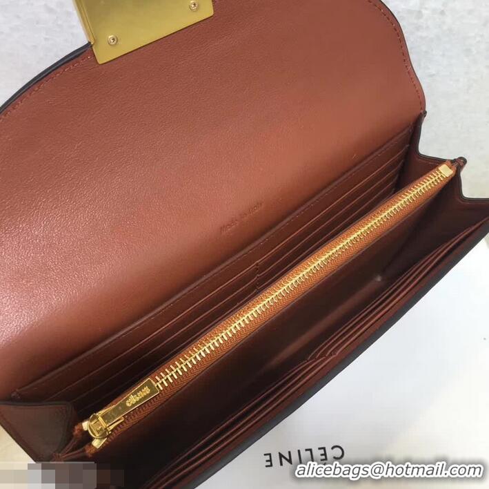 Trendy Design Celine Trotteur Large Flap Multifunction Wallet in Grained Calfskin 107853 Brown