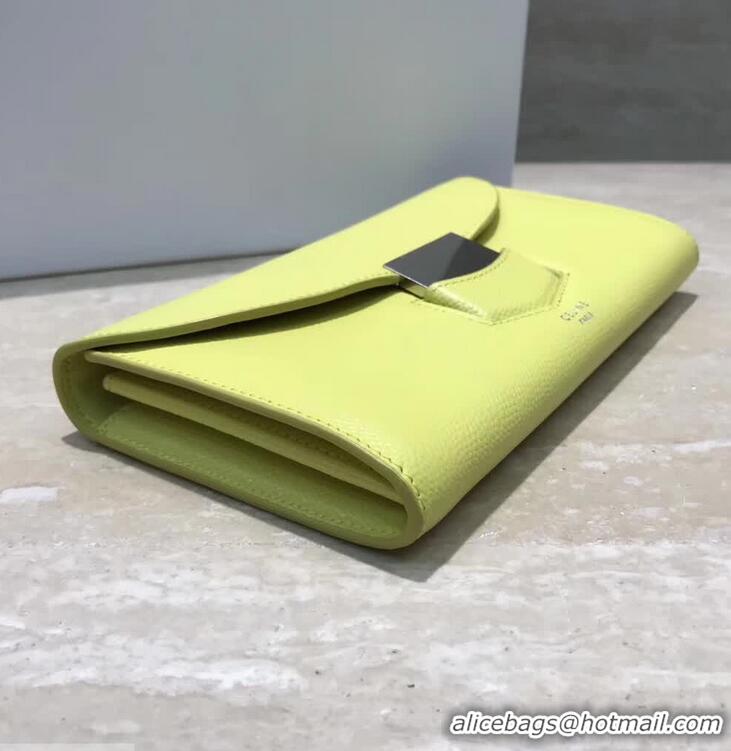 Grade Design Celine Trotteur Large Flap Multifunction Wallet in Grained Calfskin 107853 Yellow