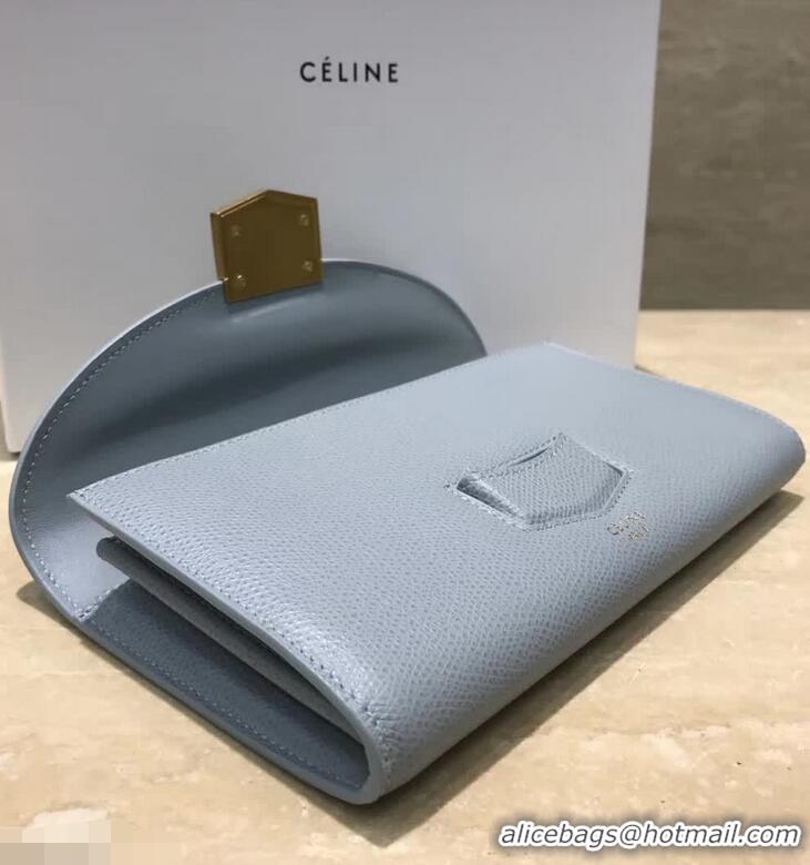 Original Celine Trotteur Large Flap Multifunction Wallet in Grained Calfskin 107853 Blue​