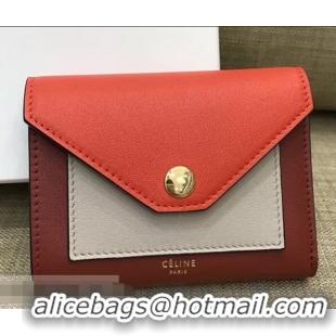 Famous Faux Celine Pocket Medium Flap Wallet 103783 Red