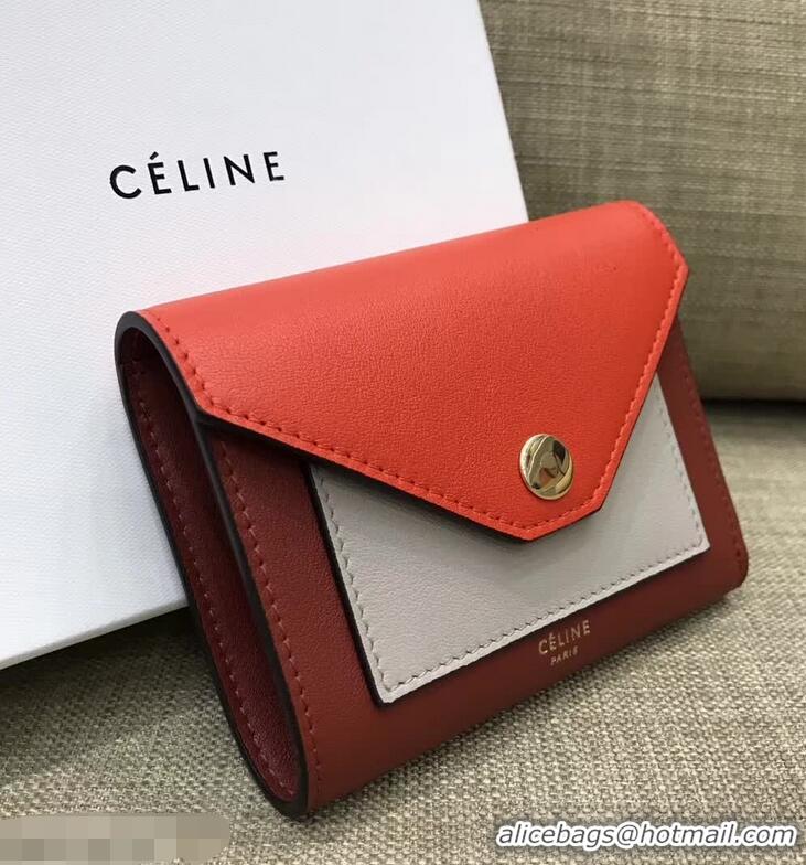 Famous Faux Celine Pocket Medium Flap Wallet 103783 Red