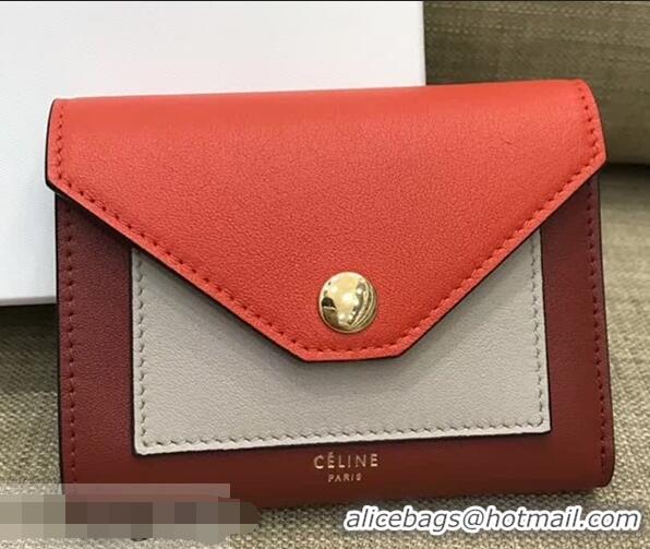 Famous Faux Celine Pocket Medium Flap Wallet 103783 Red