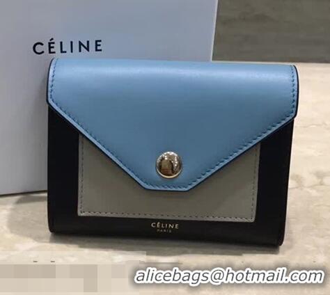 Trendy Design Celine Pocket Medium Flap Wallet 103783 Blue