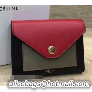 Good Product Celine Pocket Medium Flap Wallet 103783 Red/Grey