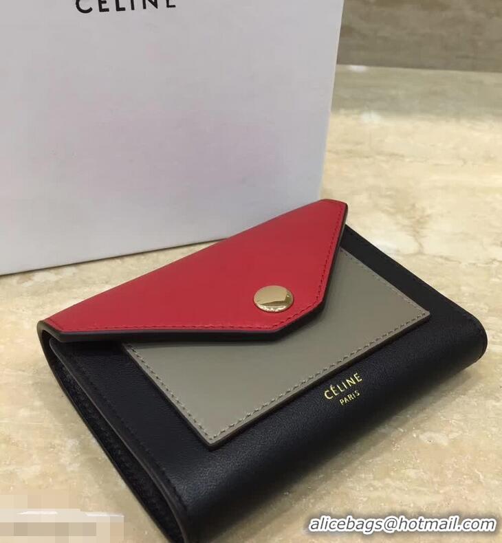 Good Product Celine Pocket Medium Flap Wallet 103783 Red/Grey