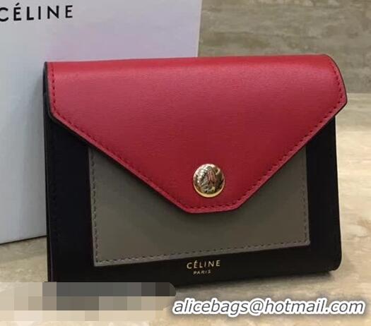 Good Product Celine Pocket Medium Flap Wallet 103783 Red/Grey