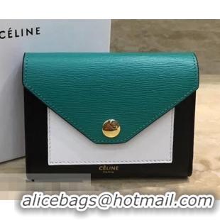 Noble Useful Celine Pocket Medium Flap Wallet 103783 Green