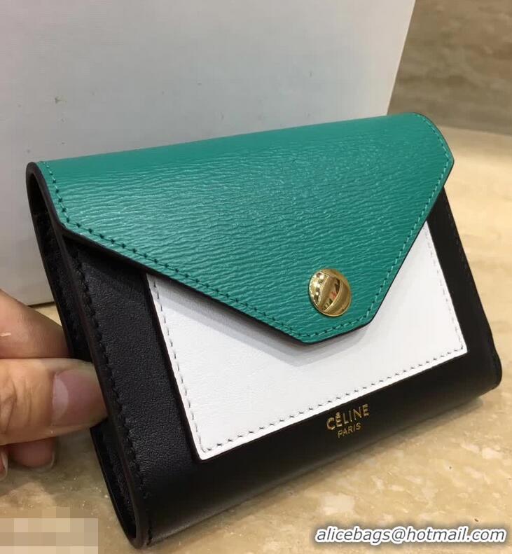 Noble Useful Celine Pocket Medium Flap Wallet 103783 Green