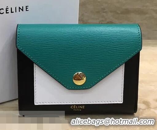 Noble Useful Celine Pocket Medium Flap Wallet 103783 Green