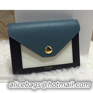 Buy Fashion Celine Pocket Medium Flap Wallet 103783 Blue Peacock