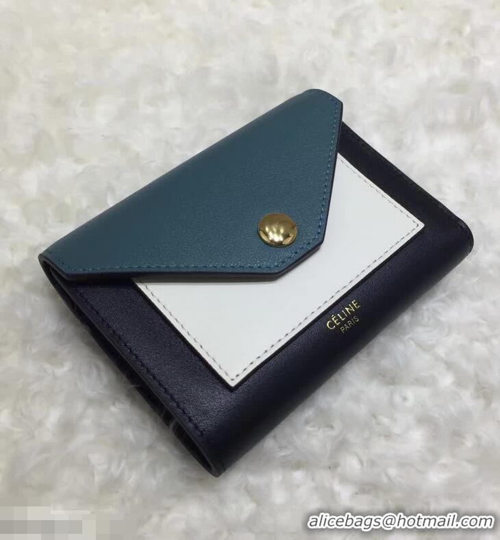 Buy Fashion Celine Pocket Medium Flap Wallet 103783 Blue Peacock