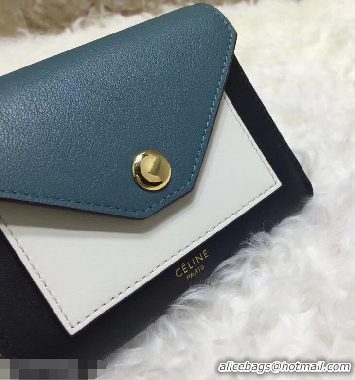 Buy Fashion Celine Pocket Medium Flap Wallet 103783 Blue Peacock