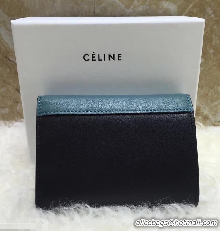 Buy Fashion Celine Pocket Medium Flap Wallet 103783 Blue Peacock