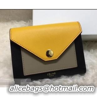 Traditional Celine Pocket Medium Flap Wallet 103783 Yellow