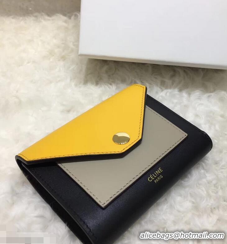 Traditional Celine Pocket Medium Flap Wallet 103783 Yellow