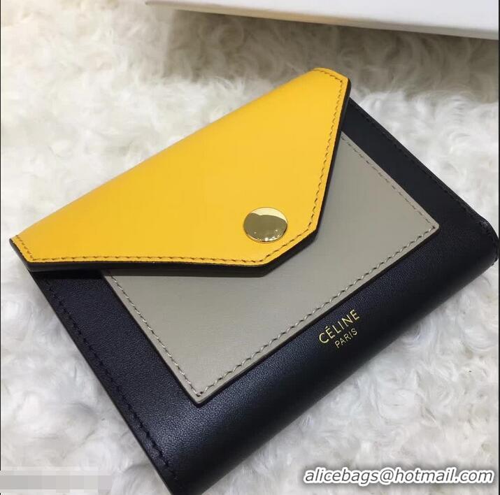 Traditional Celine Pocket Medium Flap Wallet 103783 Yellow