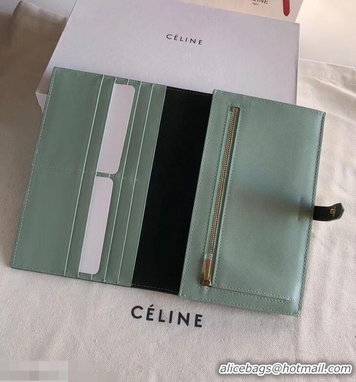 Low Price Celine Bicolour Large Strap Multifunction Wallet 952101 Dark Green/Pale Green