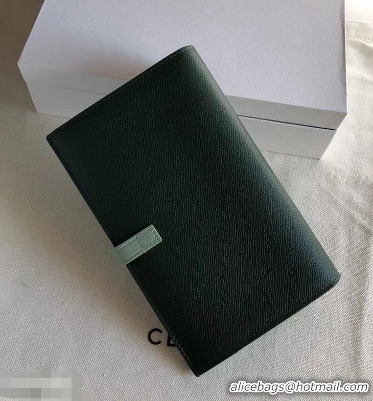 Low Price Celine Bicolour Large Strap Multifunction Wallet 952101 Dark Green/Pale Green