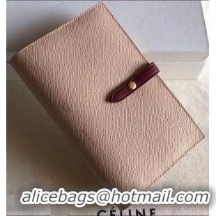 Top Design Celine Bicolour Large Strap Multifunction Wallet 952101 Beige/Burgundy