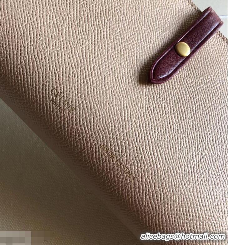 Top Design Celine Bicolour Large Strap Multifunction Wallet 952101 Beige/Burgundy