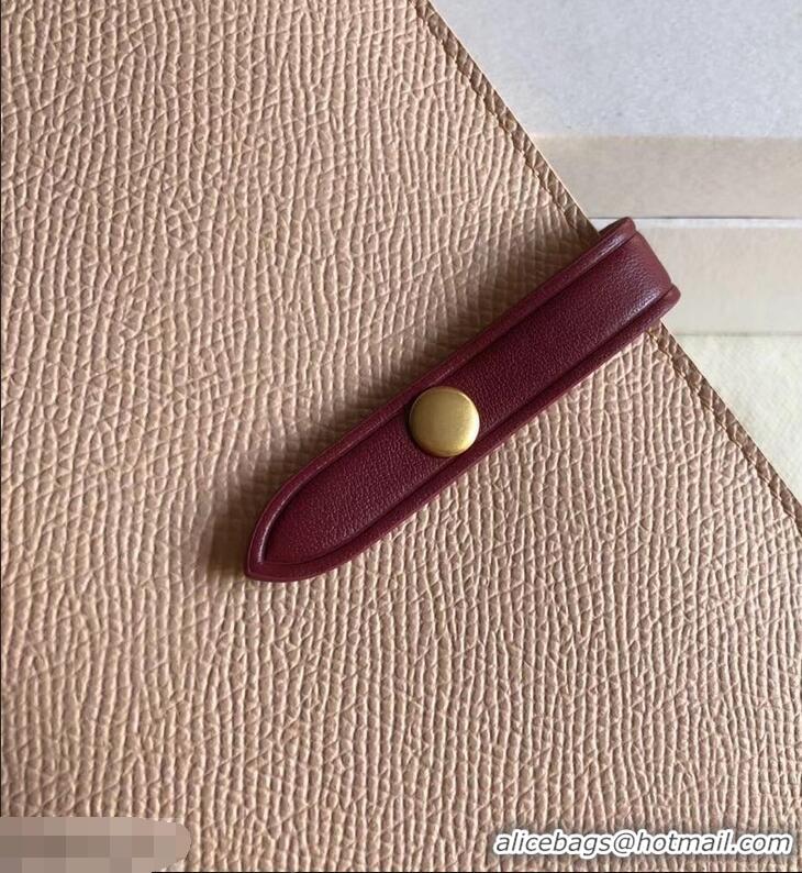 Top Design Celine Bicolour Large Strap Multifunction Wallet 952101 Beige/Burgundy