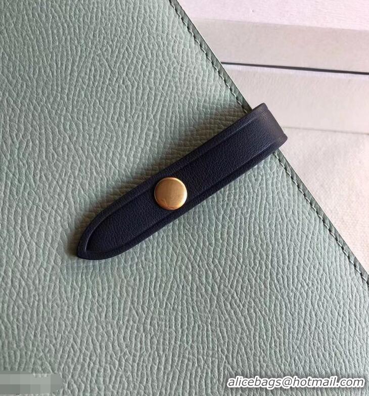 Low Price Celine Bicolour Large Strap Multifunction Wallet 952101 Pale Green/Navy Blue