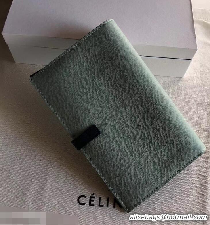 Low Price Celine Bicolour Large Strap Multifunction Wallet 952101 Pale Green/Navy Blue