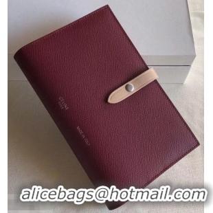 Popular Celine Bicolour Large Strap Multifunction Wallet 952101 Burgundy/Beige