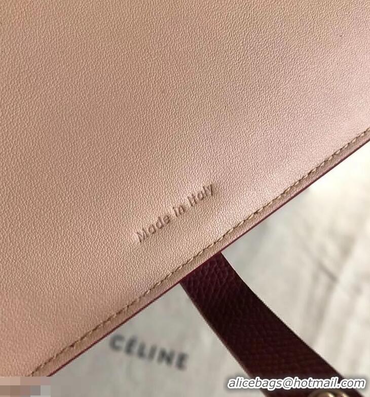 Popular Celine Bicolour Large Strap Multifunction Wallet 952101 Burgundy/Beige