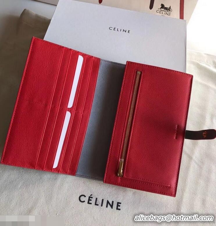 Duplicate Celine Bicolour Large Strap Multifunction Wallet 952101 Baby Blue/Red